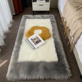 1pc, Soft and Durable Wool Carpet for Bedroom and Bedside - Perfect for Long Hair and Thickened Floor Mat (Color: Gray Edge White Core)