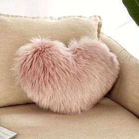 1pc Boho Love Heart Plush Throw Pillow - Fluffy Luxury Cushion for Couch, Sofa, Bed - Detachable and Machine Washable Home Decor (Color: Pink)