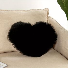 1pc Boho Love Heart Plush Throw Pillow - Fluffy Luxury Cushion for Couch, Sofa, Bed - Detachable and Machine Washable Home Decor (Color: Black)