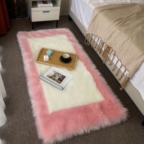 1pc, Soft and Durable Wool Carpet for Bedroom and Bedside - Perfect for Long Hair and Thickened Floor Mat (Color: Powder Edge White Core)