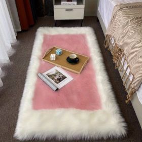 1pc, Soft and Durable Wool Carpet for Bedroom and Bedside - Perfect for Long Hair and Thickened Floor Mat (Color: Powder Core With White Edge)