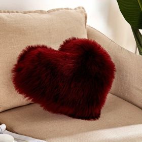 1pc Boho Love Heart Plush Throw Pillow - Fluffy Luxury Cushion for Couch, Sofa, Bed - Detachable and Machine Washable Home Decor (Color: Burgundy)