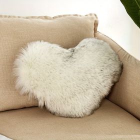 1pc Boho Love Heart Plush Throw Pillow - Fluffy Luxury Cushion for Couch, Sofa, Bed - Detachable and Machine Washable Home Decor (Color: White Gray Tip)