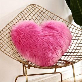 1pc Boho Love Heart Plush Throw Pillow - Fluffy Luxury Cushion for Couch, Sofa, Bed - Detachable and Machine Washable Home Decor (Color: Rose Red)