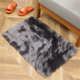 1pc, Plush Silk Fur Rug for Indoor Bedroom and Living Room - Soft and Luxurious Floor Mat (Color: Tie-dye Dark Gray)