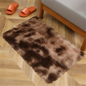 1pc, Plush Silk Fur Rug for Indoor Bedroom and Living Room - Soft and Luxurious Floor Mat (Color: Tie-dye Brown)