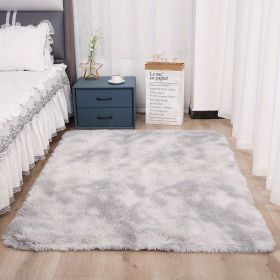 1pc, Plush Silk Fur Rug for Indoor Bedroom and Living Room - Soft and Luxurious Floor Mat (Color: Tie-dye Light Gray)