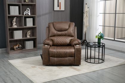 Lounge chair lift chair relax sofa chair sitting room furniture sitting room power supply elderly electric lounge chair (180 degree lying flat) (Color: Brown)