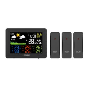 WIRELESS COLOR WEATHER STATION WITH 3 REMOTE SENSORS (Color: Black)