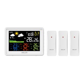 WIRELESS COLOR WEATHER STATION WITH 3 REMOTE SENSORS (Color: White)