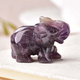 1PC Natural Crystal Amethyst Elephant Obsidian Animals Stone (Color: Amethyst)