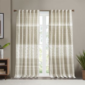 Cotton Printed Curtain Panel with Chenille detail and Lining (Color: as Pic)