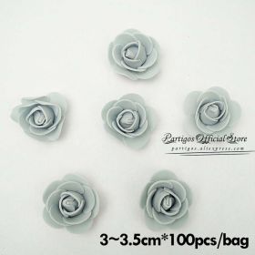 DIY Valentines Day Gifts Red Rose Bear Artificial foam Roses Flower Wedding Engagement Decoration little Bear Mold bear Teddy (Color: 100pcs 3.5cm grey)
