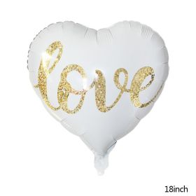 18inch Round White Gold Glitter Print Mr & Mrs LOVE foil Balloons bride to be marriage Wedding Decor Valentine Day Supplies (Color: M01)