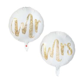 18inch Round White Gold Glitter Print Mr & Mrs LOVE foil Balloons bride to be marriage Wedding Decor Valentine Day Supplies (Color: M02M03)