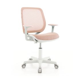 Swivel Mesh Children Computer Chair with Adjustable Height (Color: Pink)