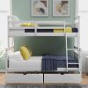 Twin over Full Bunk Bed with Ladder, Two Storage Drawers, Safety Guardrail