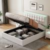 Queen Size Tufted Upholstered Platform Bed with Hydraulic Storage System,PU Storage Bed with LED Lights