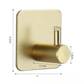 Nail-free Stainless Steel Single Hook Alumimum Hook Towel Self-adhesive Hook Single Hook (Option: Low Gold Aluminum Hook)