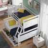 Twin over Full Bunk Bed with Ladder, Two Storage Drawers, Safety Guardrail
