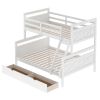 Twin over Full Bunk Bed with Ladder, Two Storage Drawers, Safety Guardrail