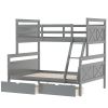 Twin over Full Bunk Bed with Ladder, Two Storage Drawers, Safety Guardrail