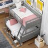 Twin over Full Bunk Bed with Ladder, Two Storage Drawers, Safety Guardrail