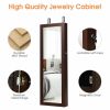 Lockable Wall Mount Mirrored Jewelry Cabinet with LED Lights