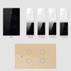 Wifi Smart Light Switch Glass Screen Touch Panel Voice Control Wireless Wall Switches Remote with Alexa Google Home 1/2/3/4 Gang Gold Color