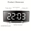 1pc Led Alarm Clock, Mirror Curved Screen, Digital Alarm Clock With Sleep Temperature For Students Bedroom, Living Room, Office And School