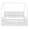 Wooden Full Size House Bed with Trundle,Kids Bed with Shelf