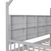 Wooden Full Size House Bed with Trundle,Kids Bed with Shelf