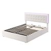 Queen Size Tufted Upholstered Platform Bed with Hydraulic Storage System,PU Storage Bed with LED Lights