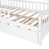 Wooden Twin Size House Bed with Trundle,Kids Bed with Shelf