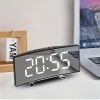1pc Led Alarm Clock, Mirror Curved Screen, Digital Alarm Clock With Sleep Temperature For Students Bedroom, Living Room, Office And School