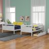 Twin over Full Bunk Bed with Ladder, Two Storage Drawers, Safety Guardrail