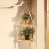 1pc Handwoven Wooden Triangle Storage Rack for Flower Pots, Pendants, and Room Decor - Stylish and Functional Home Decor