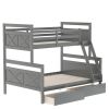 Twin over Full Bunk Bed with Ladder, Two Storage Drawers, Safety Guardrail