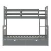Twin over Full Bunk Bed with Ladder, Two Storage Drawers, Safety Guardrail