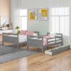 Twin over Full Bunk Bed with Ladder, Two Storage Drawers, Safety Guardrail
