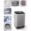 Full-Automatic Washing Machine with LED Display, 17.7 lbs Portable Compact Laundry Washer with Drain Pump, 10 Wash Programs 8 Water Levels, Grey/Gold