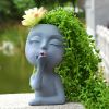1pc Funny Figure Flower Pot; Resin Flying Kiss Girl Planters Vase Tabletop Decoration; For Indoor Outdoor Garden Home Decor