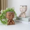1pc Figure Flower Pot; Women Face Statue Vase Planter Ornaments; For Indoor Outdoor Home Decor Garden Patio (4.7*7.3*3.4in)