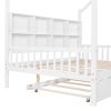 Wooden Full Size House Bed with Trundle,Kids Bed with Shelf