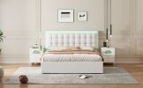 Queen Size Tufted Upholstered Platform Bed with Hydraulic Storage System,PU Storage Bed with LED Lights