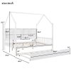 Wooden Full Size House Bed with Trundle,Kids Bed with Shelf