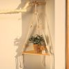 1pc Handwoven Wooden Triangle Storage Rack for Flower Pots, Pendants, and Room Decor - Stylish and Functional Home Decor