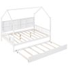 Wooden Full Size House Bed with Trundle,Kids Bed with Shelf