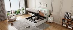 Queen Size Tufted Upholstered Platform Bed with Hydraulic Storage System,PU Storage Bed with LED Lights