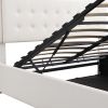 Queen Size Tufted Upholstered Platform Bed with Hydraulic Storage System,PU Storage Bed with LED Lights